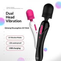 Vibrateur double tête pour masturbation féminine, rechargeable par USB, puissant, silencieux, avec 10 niveaux de fréquence