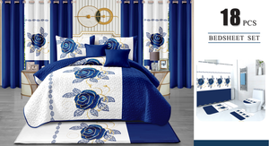 Juego de Cama Moderno Estilo Americano de 24 Piezas Tamaño King, Colcha Ultrasónica de Microfibra de Calidad con Cortinas Estampadas - Product Image 2
