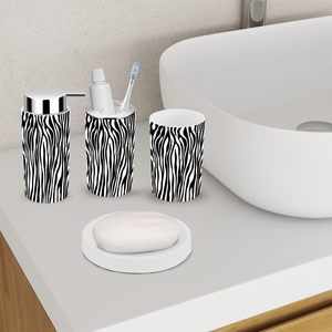 Ensemble d'accessoires de salle de bain moderne 6 pièces imprimé zèbre support de décoration personnalisé pour hôtels - Product Image 3