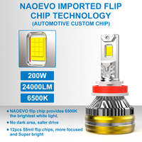 NAOEVO SAGA 200W Auto LED faros de coche H1 H4 H7 H8 H11 9005 9006 24000lm 360 faros bicolor luz para accesorios LED H4