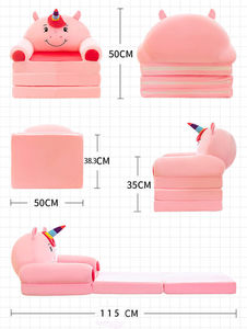 Canapé-lit pliable en peluche pour enfants 2 en <span class=keywords><strong>1</strong></span>, convertible, canapé paresseux à motif de dessin animé, housse lavable, canapé en mousse pour enfants, pour chambre d'enfant, salon - Product Image 6