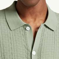 Logo personnalisé Pull polo en tricot à boutons respirants en lin pour hommes