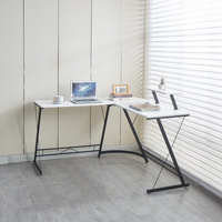 Bureau d'ordinateur portable en bois mobile sur mesure, bureau en forme de L avec des coins arrondis, gain de place pour le bureau à domicile