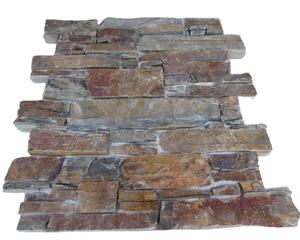 Arrugginito e grigio ardesia impilati pannelli di parete di pietra rivestimento e impiallacciatura - Product Image 1