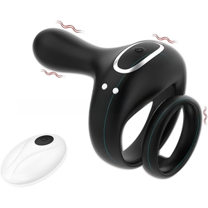 Cincin Penis Silikon Tahan Air Bergetar dengan Dua Motor, 9 Mode, Kontrol Aplikasi, Remote Nirkabel untuk Pasangan - Product Image 1