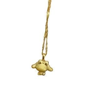 Lao Sand Gold Cinnamon Dog Necklace Brass Plated Real Gold Sanrio Big Ear Dog Pendant Lucky Bead Gift Necklace - Product Image 5