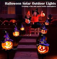 Lampes solaires de jardin pour Halloween, lampes LED en forme de citrouille et de fantôme, décorations extérieures imperméables pour cour, patio, pelouse, allée