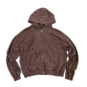 Sweat-shirt à capuche zippé pour homme, couleur unie, coton French Terry, coupe classique, vêtements décontractés d'hiver, design de poche à motif 3D - Product Image 3