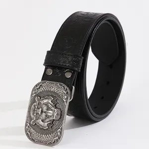 Gran oferta, cinturón negro de cuero en relieve hecho a medida, cinturón de diseñador de lujo para hombre, cinturón occidental, cinturones formales de cuero automático para hombre