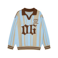 Pull en tricot à rayures verticales avec logo personnalisé |   Pull en coton respirant pour homme, automne |   Haut décontracté coupe ample style Old Money