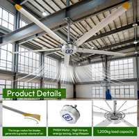 Ventilateur de plafond industriel géant HVLS de 15 à 16 pieds, ventilateur de plafond suspendu de grande taille avec moteur PMSM haute efficacité pour la ventilation des entrepôts