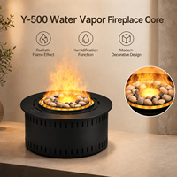 Cheminée électrique ronde à effet de brume, foyer décoratif d'intérieur avec flamme simulée et effet humidifiant
