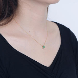 Kalung liontin batu akik hijau wanita, mewah kecil minimalis Retro S925 Perak Natural - Product Image 5