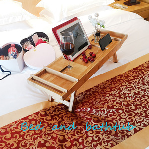 Table de lit multifonctionnelle en bambou, extensible et pliable, avec support pour tablette et téléphone, pour une utilisation en chambre - Product Image 5