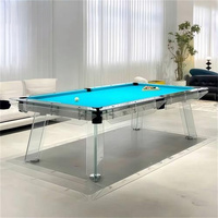 Tables de billard modernes personnalisables de haute qualité en verre transparent, acier inoxydable, cristal et acrylique, 7, 8 et 9 pieds, style américain