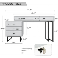 NOVA Ensemble de table de maquillage au design simple avec tiroirs Commode en bois blanc avec miroir Mobilier de chambre à coucher moderne pour appartement