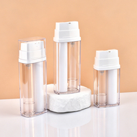 Offre Spéciale – Flacons Pompe Airless en Plastique Double Tube 2-en-1 à Double Compartiment pour Crème Visage, Crème Contour des Yeux et Sérum