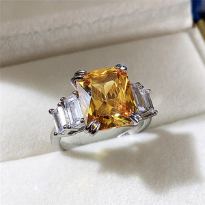 Anello con Zircone Quadrato Blu Acqua per Donne, Elegante Gioiello da Dito alla Moda - Product Image 6