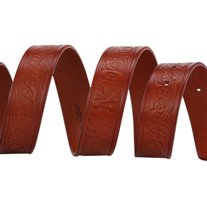 Venta al por mayor de cuero genuino vaquero vaquera tallada cinturón con placa occidental hebilla de aleación en relieve correa de material - Product Image 5