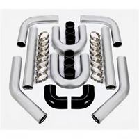 Foracing Kit de Tuyauterie Universelle en Aluminium pour Intercooler Turbo 3'' 8 Pièces avec Colliers de Serrage en U Noir/Bleu