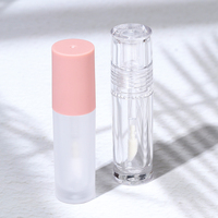 CY829 en stock mini tube de rouge à lèvres liquide 3ml tube de brillant à lèvres vide rose entièrement clair avec brosse en silicone