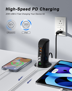 Station de charge USB multi-ports pour plusieurs appareils, chargeur de téléphone de bureau universel - Product Image 2
