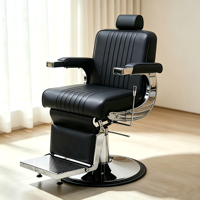 Fauteuil de Barbier Haut de Gamme en Métal, Style Américain, Pliable, Rotatif, Accoudoirs Personnalisables pour Permanente, Coloration et Coiffure