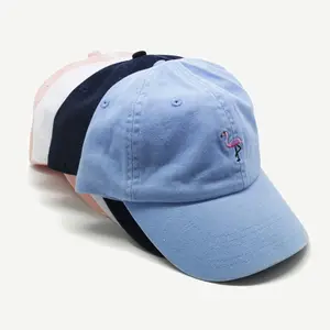 หมวกเบสบอล6แผง,หมวกเบสบอลทำจากผ้าฝ้ายปักลายอย่างไม่มีโครงสร้างหมวกพ่อแบบกำหนดเอง