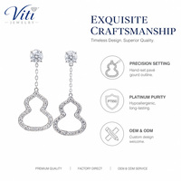 Boucles d'oreilles pendantes élégantes en platine PT950 avec diamants de laboratoire taille marquise ajourés en forme de gourde, bijoux fins symboliques