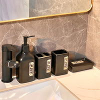 Céramique Noir Salle De Bains Vanité Ensemble Famille Toilette Lavabo Distributeur De Savon Hôtel Salle De Bains Rince-Bouche Tasse Invité Salle De Bains Porte-Savon
