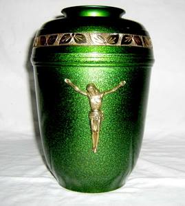 Urna de cremación de mármol verde de estilo europeo, urna funeraria de latón para adultos de hasta 250 libras, hecha de metal duradero - Product Image 1