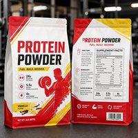 Sachet d'emballage personnalisé pour poudre protéinée, qualité alimentaire, avec fermeture éclair, scellé sur huit côtés, pochette en aluminium pour suppléments de lactosérum, sachet stand-up