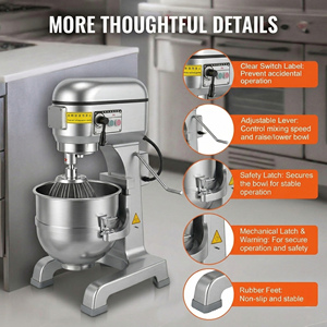 HM-201 Batteur sur socle commercial 20L à 3 vitesses, mélangeur planétaire haut de gamme en acier inoxydable pour pâte et gâteaux - Product Image 3