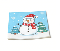 Serviettes en papier pour fête de Noël, motif bonhomme de neige, dessin animé mignon, flocons de neige imprimés, décoration de table hivernale pour la veille de Noël, fournitures pour fête de Noël