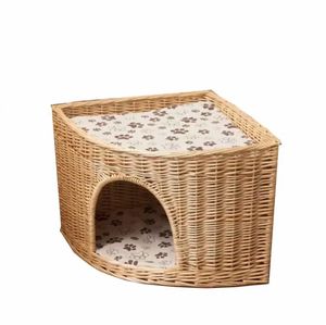 Fatto a mano letto per gatti condominio morbido e confortevole solido in fibra di Rattan Pet mobili per dormire all'ingrosso - Product Image 1