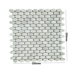 Mosaïque ovale en marbre blanc de Carrare naturel, carreaux de mosaïque ovales pour mur de salle de bain et <span class=keywords><strong>sol</strong></span> de salle à manger - Product Image 6