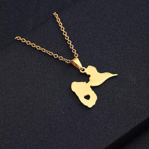 Acier inoxydable France <span class=keywords><strong>Guadeloupe</strong></span> Carte Pendentif Collier Hommes Femmes Couple Or Géométrique Ethnique Bijoux Collier 2024 - Product Image 4