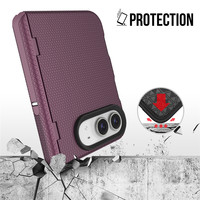 Étui de téléphone pliable avec béquille dissimulée pour iPhone Duo, coque de protection mobile mate antidérapante à grille triangulaire avec charnière