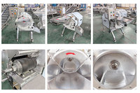 Fruit- en groentesnijmachine, aardappelblokjes productielijn, gesneden aardappelen, bamboescheuten, appels, wortelen, knoflook, chilipepers