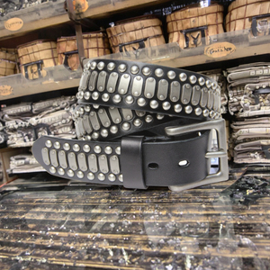 Wholesale Men's Cow Hide Alloy Personalized Trendy Punk Style Round Rivet Pin Buckle Jeans <b>Belts</b> - Product Image 3