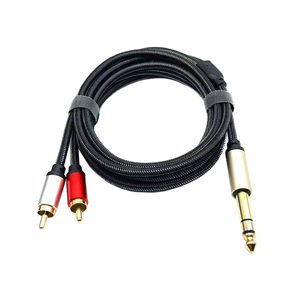 <span class=keywords><strong>1</strong></span>/<span class=keywords><strong>4</strong></span> \ "TRS 2RCA <span class=keywords><strong>Cable</strong></span> adaptador chapado en oro 6,35mm estéreo macho Dual <span class=keywords><strong>RCA</strong></span> macho Y para micrófono AV receptor PVC cobre puro - Product Image 3