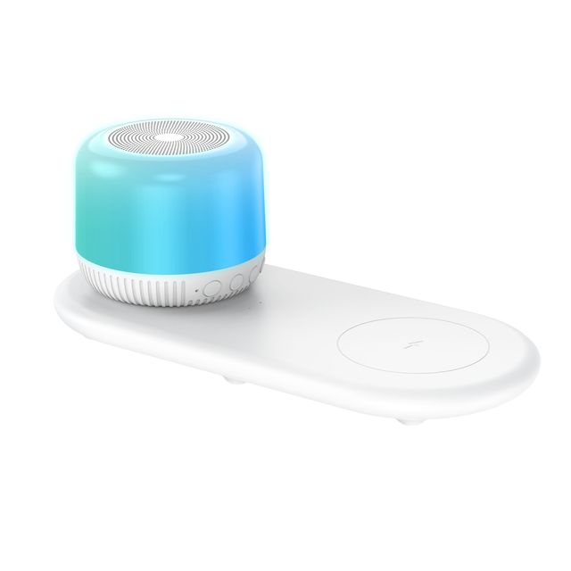 Wireless Charging Bluetooth Speakers RGB Colorful LED Lights Portable Music Player Handsfree Microphone for Smartphones