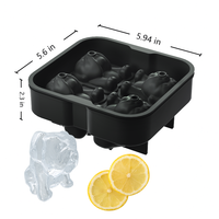 BHD forme amusante lave-vaisselle micro-ondes bouledogue moule à glace sans BPA libération facile 3D forme de chien Silicone bac à glaçons pour whisky