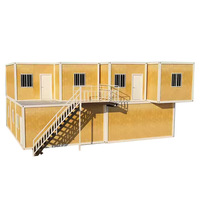 Villa modulaire préfabriquée à 2 étages en conteneurs, assemblage rapide, structure en acier portable, panneaux ondulés, balcon, escalier, sécurité