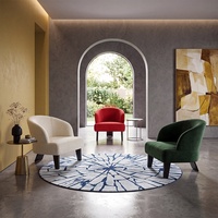 Fauteuil de salon moderne en bois courbé, dossier bas, en tissu, avec pieds en acier inoxydable noir titane pour hall d'hôtel