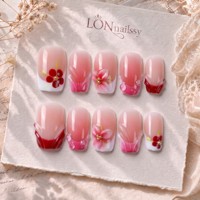 Expédition rapide, ongles en acrylique PMMA faits à la main, texture 3D, courbes françaises 2.0, carrés, pose facile, couverture complète, 10 pièces