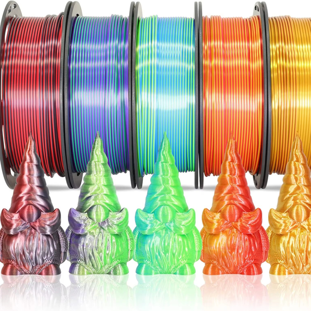Dual Color Neon PLA 3D Filament 1.75mm Glow in the Dark/UV Reactive Luminous PLA for Creative Design and Night Decor