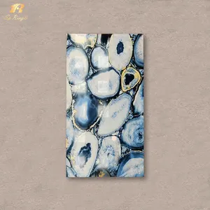 Kết cấu lấp lánh tường mô hình hiện đại Gạch gốm sang trọng màu xanh Onyx trong nhà đá cẩm thạch sàn lớn tấm gạch cho phòng tắm
