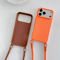 Étui de téléphone portable en TPU souple avec cordon long et doublure en tissu pour iPhone 17 Pro Max, pour femme