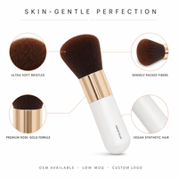 Pinceau de maquillage Kabuki personnalisé JIY avec logo pour fond de teint, poudre fixante, blush, bronzer, pinceau professionnel pour le visage avec poils doux